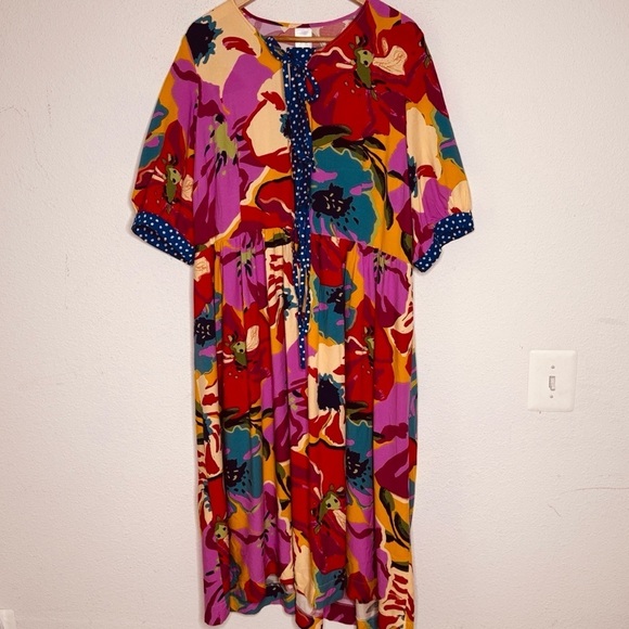 Michele P Dresses & Skirts - Michele P romantic Multicolor Abstract Dress size XL